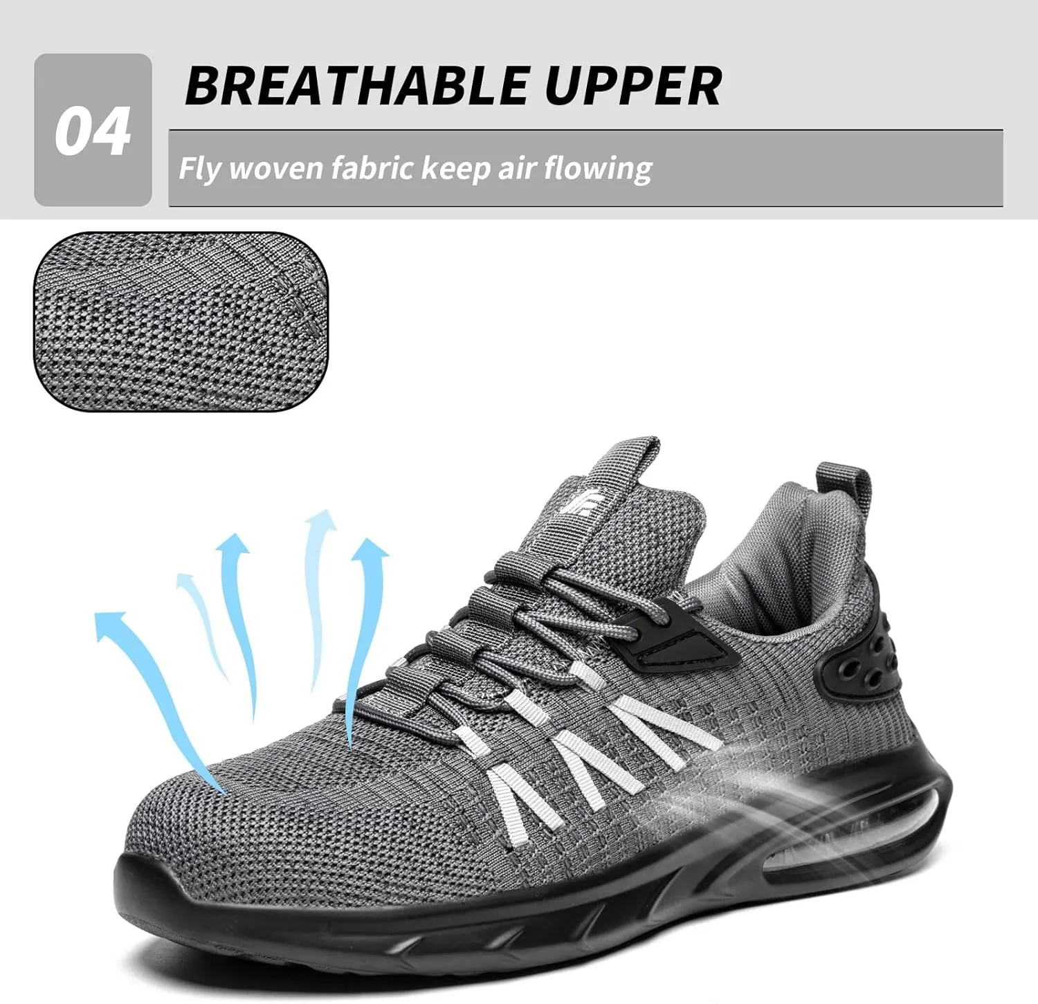 Steel Toe Shoes for Men Work Women Lightweight Air Cushion Sneakers Slip Resistant Safety Work Boots Indestructible Shoes