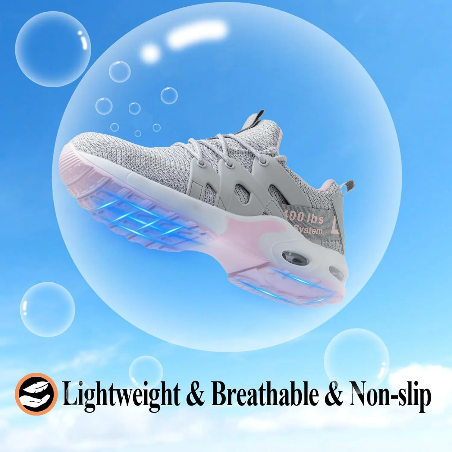 Steel Toe Shoes for Women Indestructible Safety Work Shoes Air Cushion Lightweight Breathable Utility Sneakers Puncture Proof Slip Resistant Composite Toe Footwear