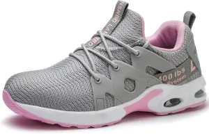 Steel Toe Shoes for Women Indestructible Safety Work Shoes Air Cushion Lightweight Breathable Utility Sneakers Puncture Proof Slip Resistant Composite Toe Footwear