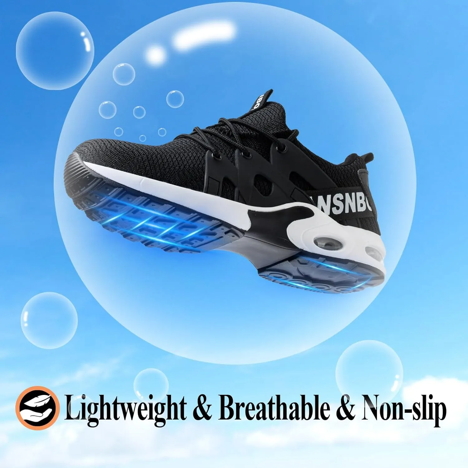 Steel Toe Shoes for Women Indestructible Safety Work Shoes Air Cushion Lightweight Breathable Utility Sneakers Puncture Proof Slip Resistant Composite Toe Footwear