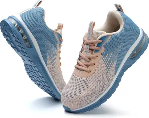 Steel Toe Shoes for Women Lightweight Breathable Safety Work Sneakers Non Slip Puncture Proof Utility Slip On Footwear for Industrial Construction
