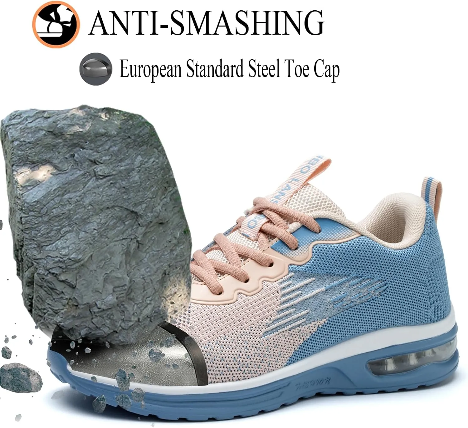 Steel Toe Shoes for Women Lightweight Breathable Safety Work Sneakers Non Slip Puncture Proof Utility Slip On Footwear for Industrial Construction