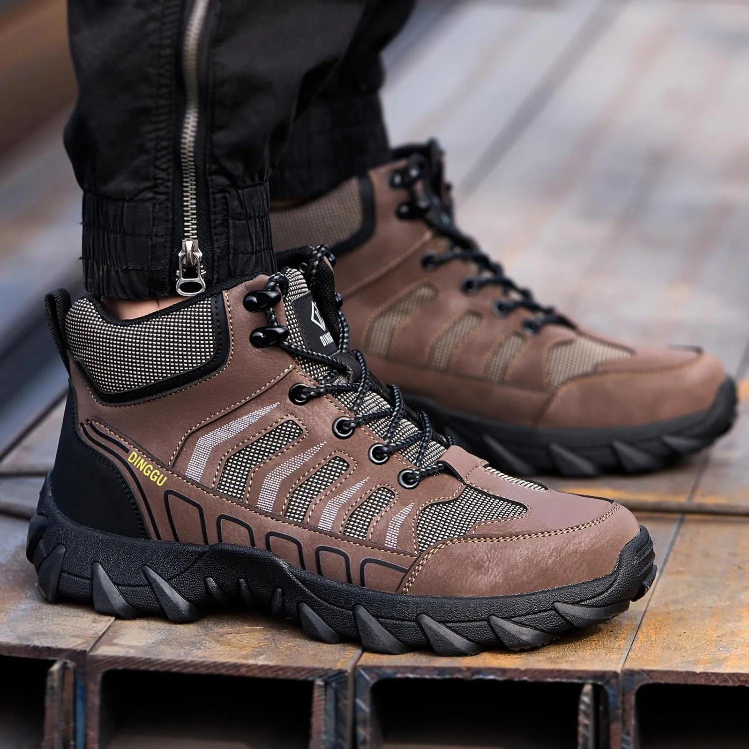 Steel Toe Work Boots for Men Safety Mens Work Boots Comfortable Slip Resistant Composite Toe Construction Shoes