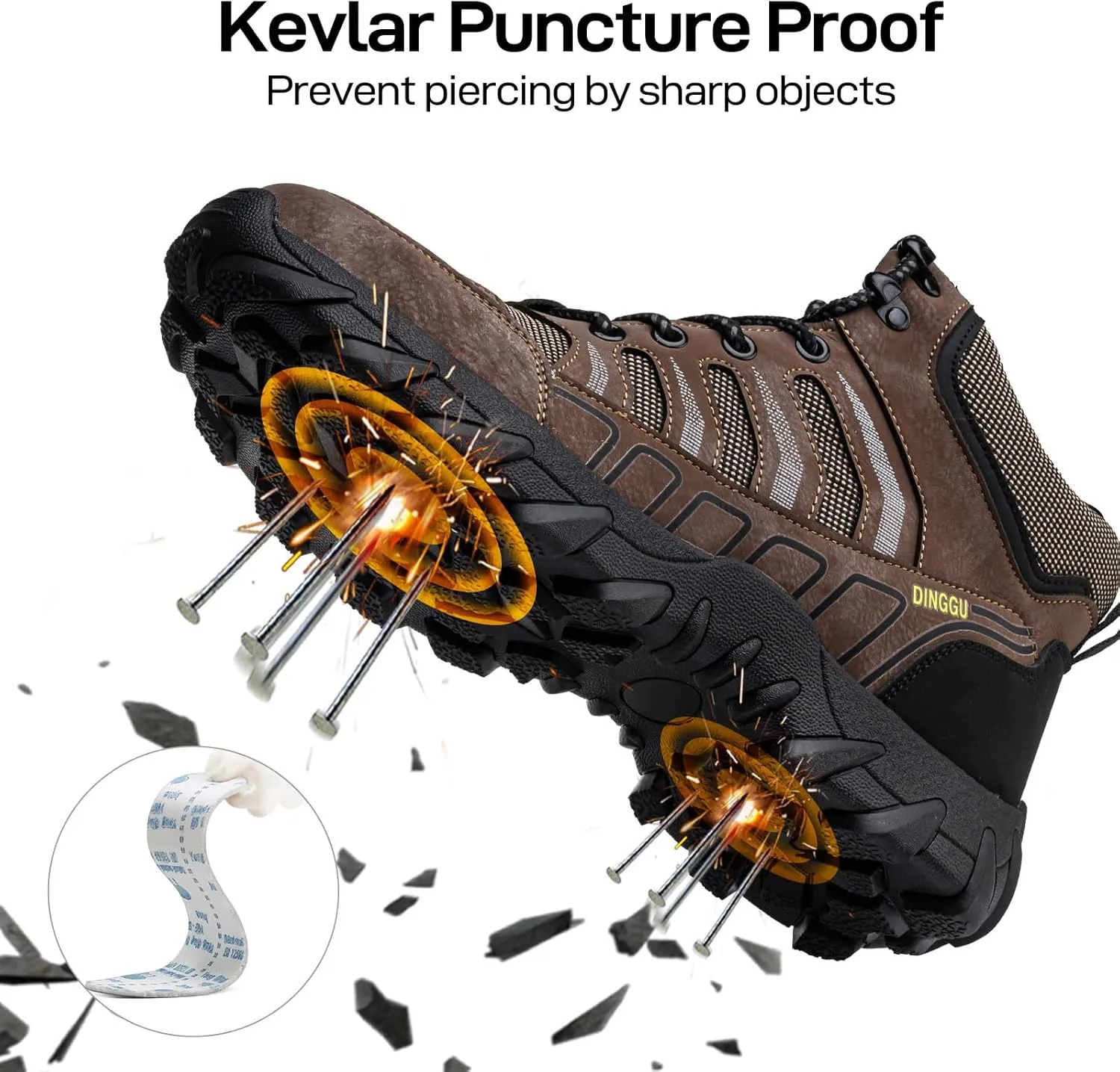 Steel Toe Work Boots for Men Safety Mens Work Boots Comfortable Slip Resistant Composite Toe Construction Shoes