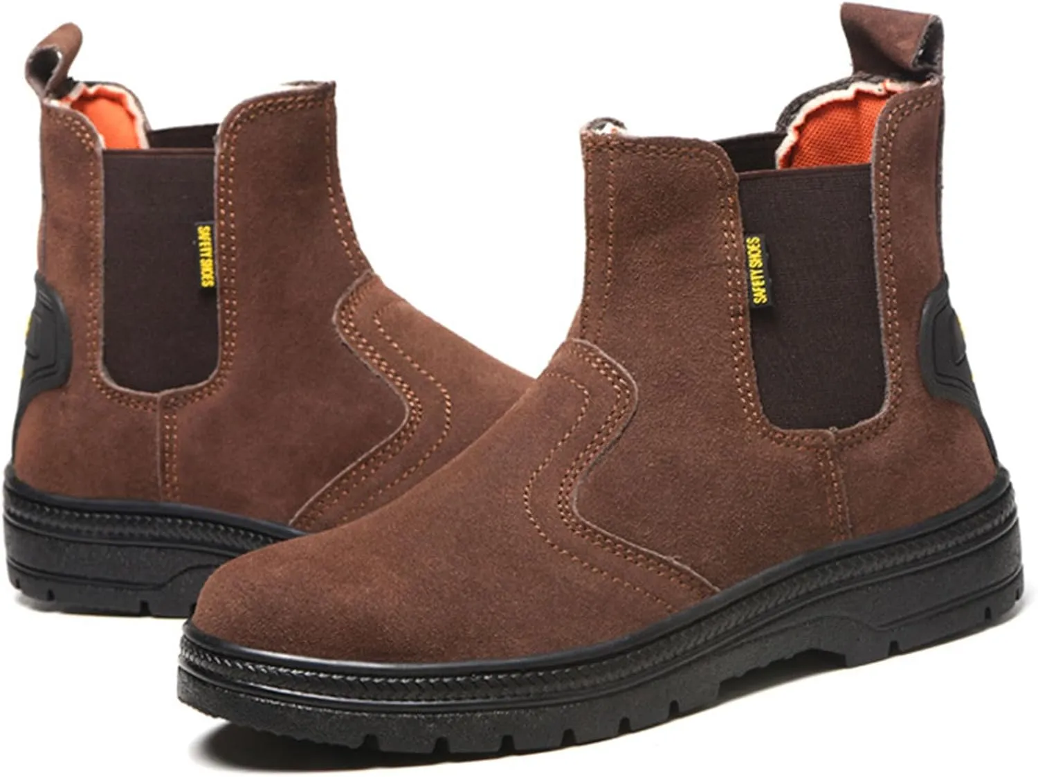 Steel Toe Work Boots for Men Slip Resistant Welding Work Boots Slip-on Safety Shoes for Industrial Construction