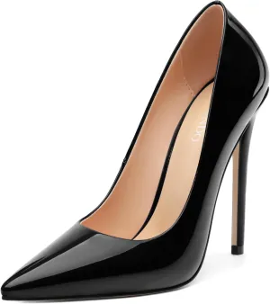Stiletto High Heels Pumps for Women Patent Pointed Closed Toe Slip on Classic Sexy Wedding Dressy Shoes