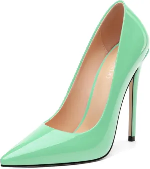 Stiletto High Heels Pumps for Women Patent Pointed Closed Toe Slip on Classic Sexy Wedding Dressy Shoes