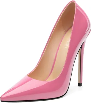 Stiletto High Heels Pumps for Women Patent Pointed Closed Toe Slip on Classic Sexy Wedding Dressy Shoes