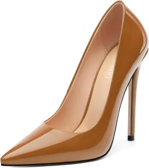 Stiletto High Heels Pumps for Women Patent Pointed Closed Toe Slip on Classic Sexy Wedding Dressy Shoes