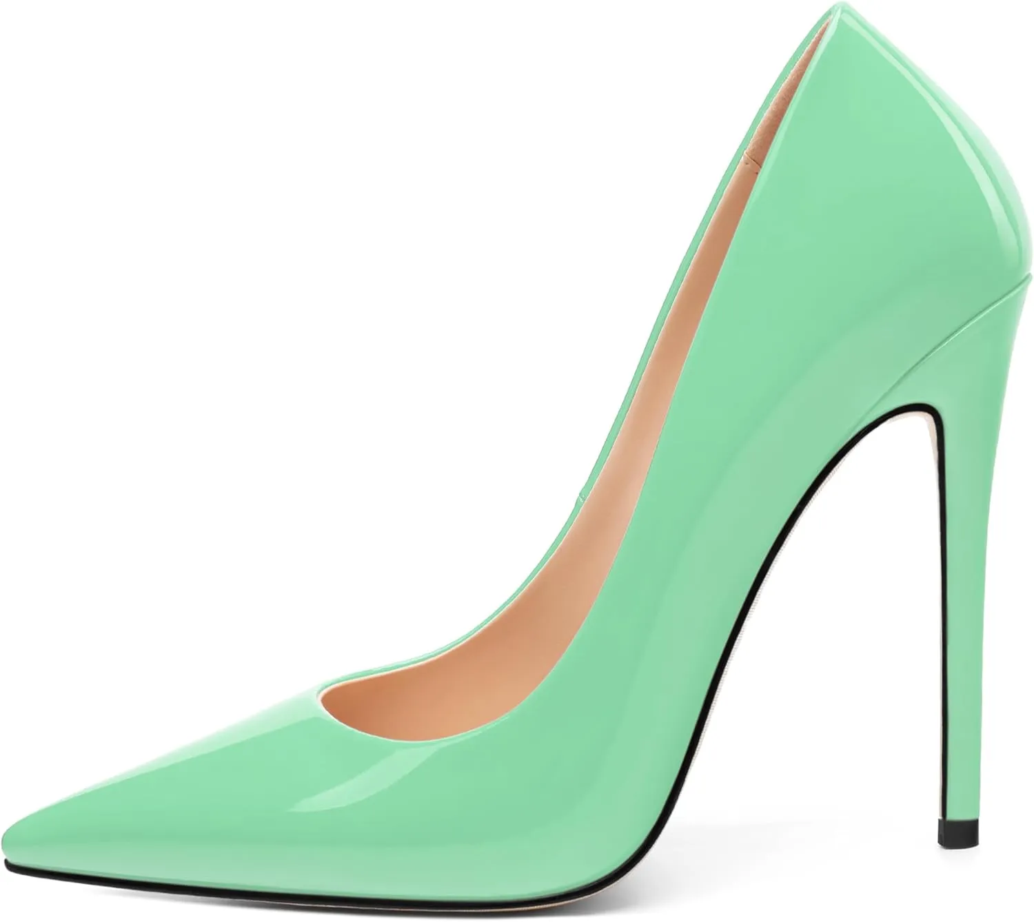 Stiletto High Heels Pumps for Women Patent Pointed Closed Toe Slip on Classic Sexy Wedding Dressy Shoes