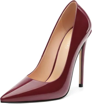 Stiletto High Heels Pumps for Women Patent Pointed Closed Toe Slip on Classic Sexy Wedding Dressy Shoes