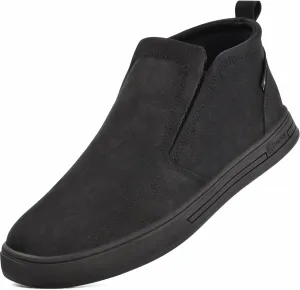 SUADEX Mens Slip On Non Slip Work Shoes,Waterproof Arch Support Food Service Shoes, Lightweight Chef Kitchen Restaurant Resistant Sneakers,Black Zapatos Trabajo