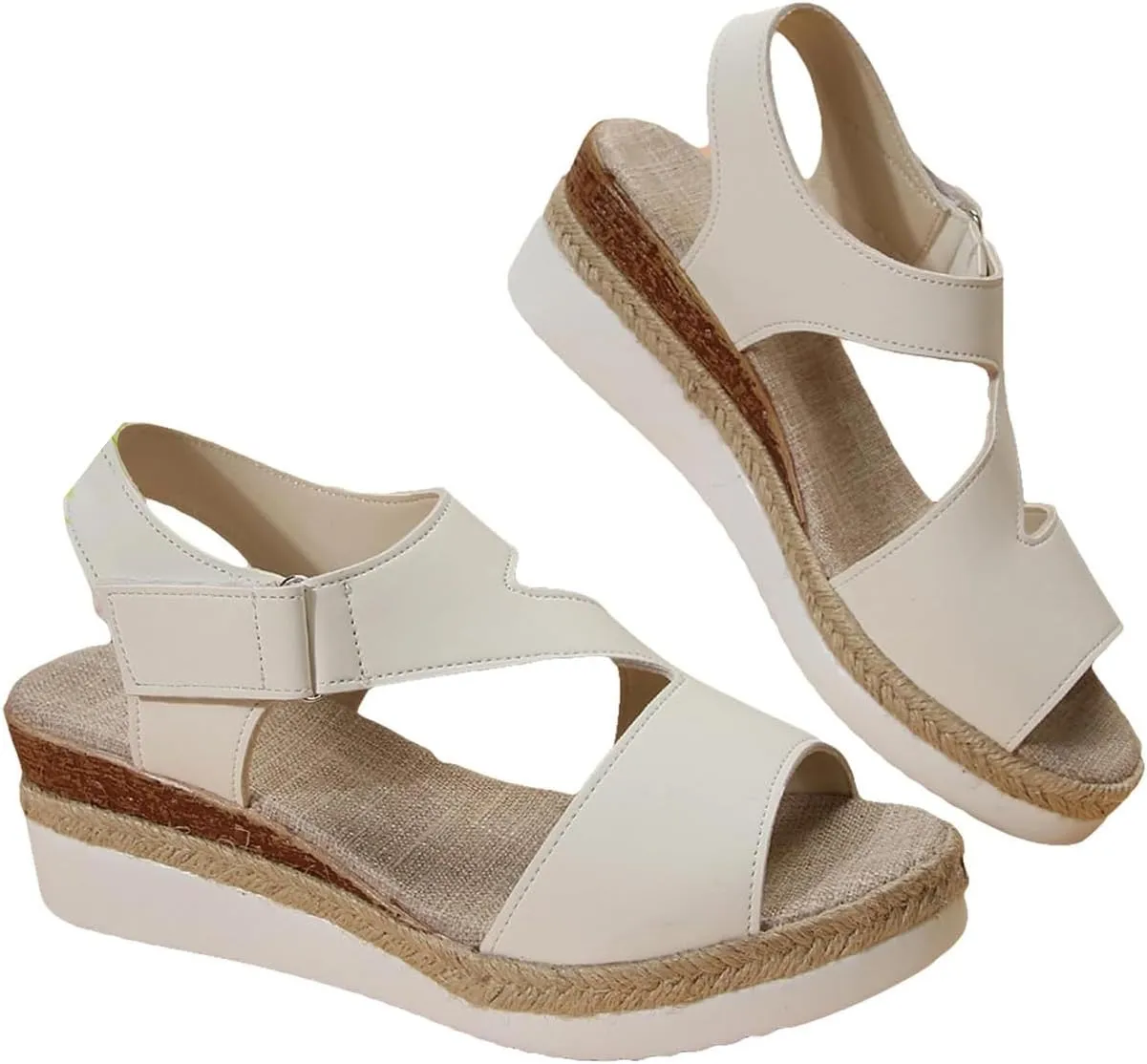 Summer Sandals for Women Dressy Open Toe Sandal Wedges Heels Platform Sandals Buckle Ankle Strap Espadrilles Sandal Comfortable Walking Shoes Casual Vacation Beach Shoes