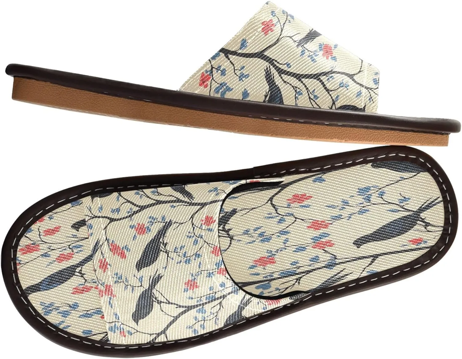Summer Slipper Crow Bird Cherry Blossom Indoor House Men Women Quick Drying Slippers