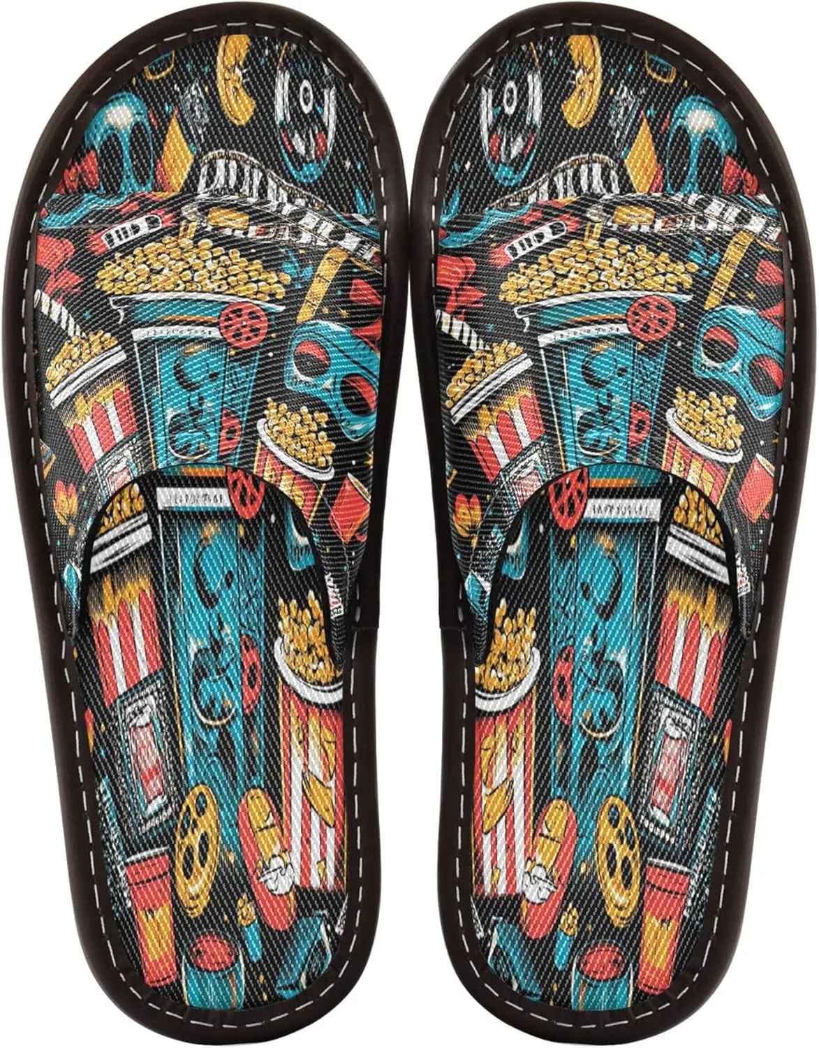 Summer Slipper Movie Popcorn Video Black Indoor House Men Women Quick Drying Slippers