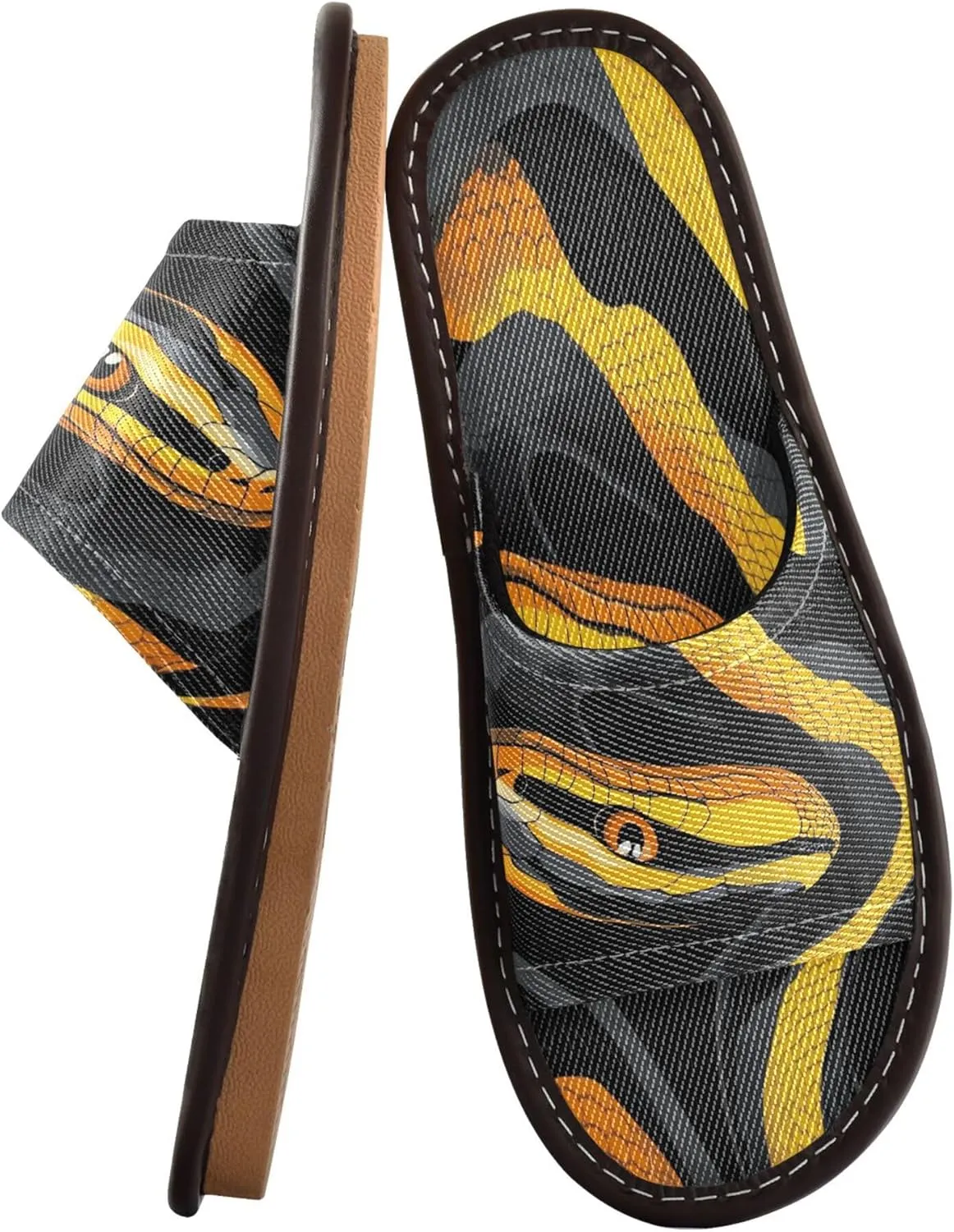 Summer Slipper Snake Black Gold Graphic Indoor House Men Women Quick Drying Slippers