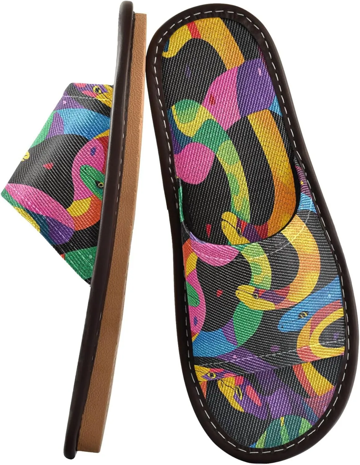 Summer Slipper Snake Scale Graphic Black Indoor House Men Women Quick Drying Slippers