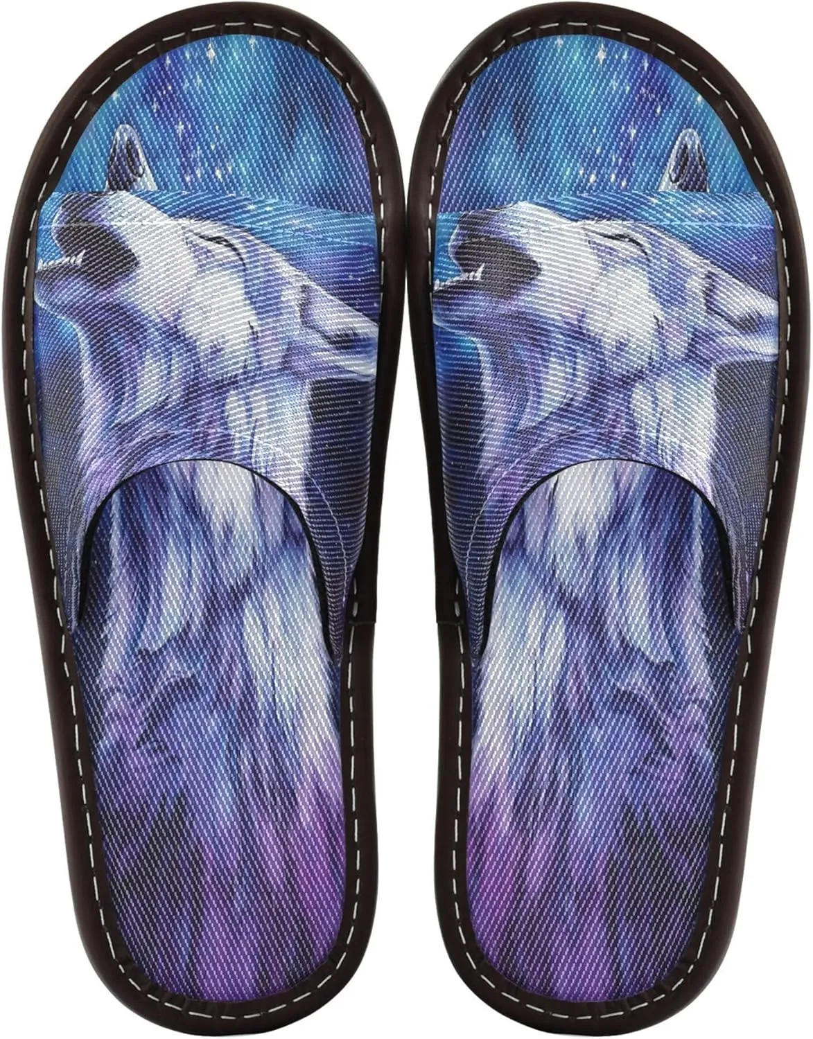 Summer Slipper Wolf Howl Galaxy Space Indoor House Men Women Quick Drying Slippers