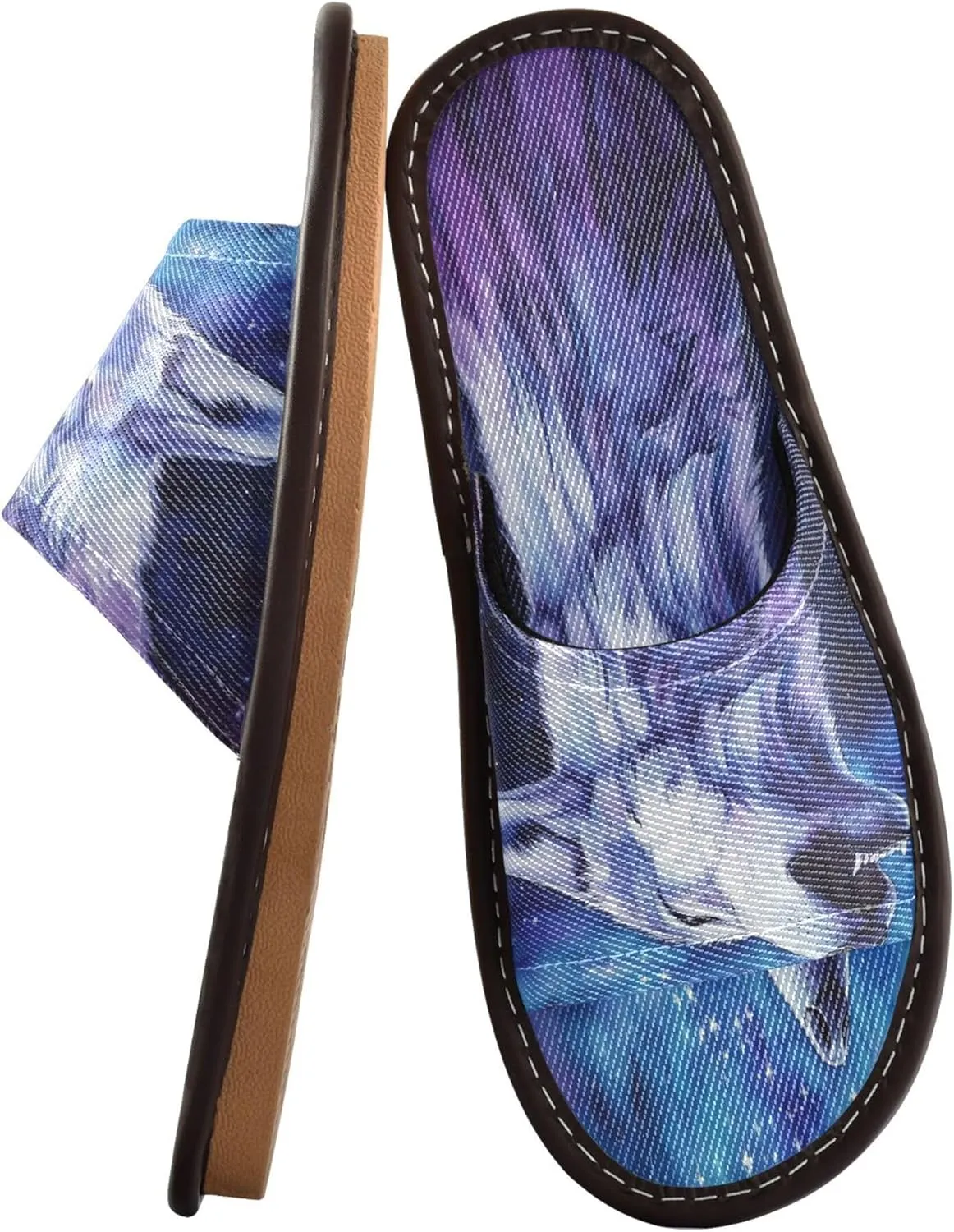 Summer Slipper Wolf Howl Galaxy Space Indoor House Men Women Quick Drying Slippers