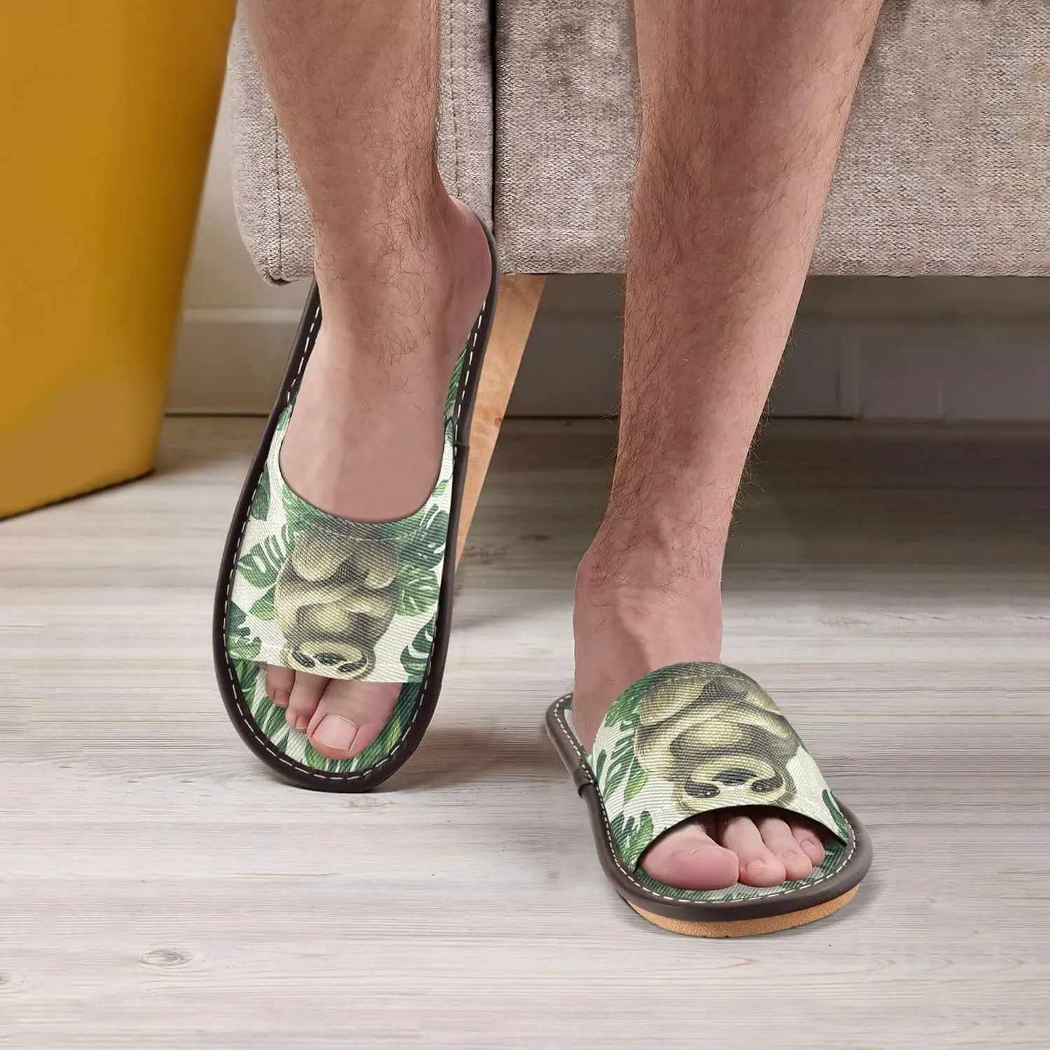 Summer Slipper_sloth Lazy Monstera Leaves Indoor House Men Women Quick Drying Slippers