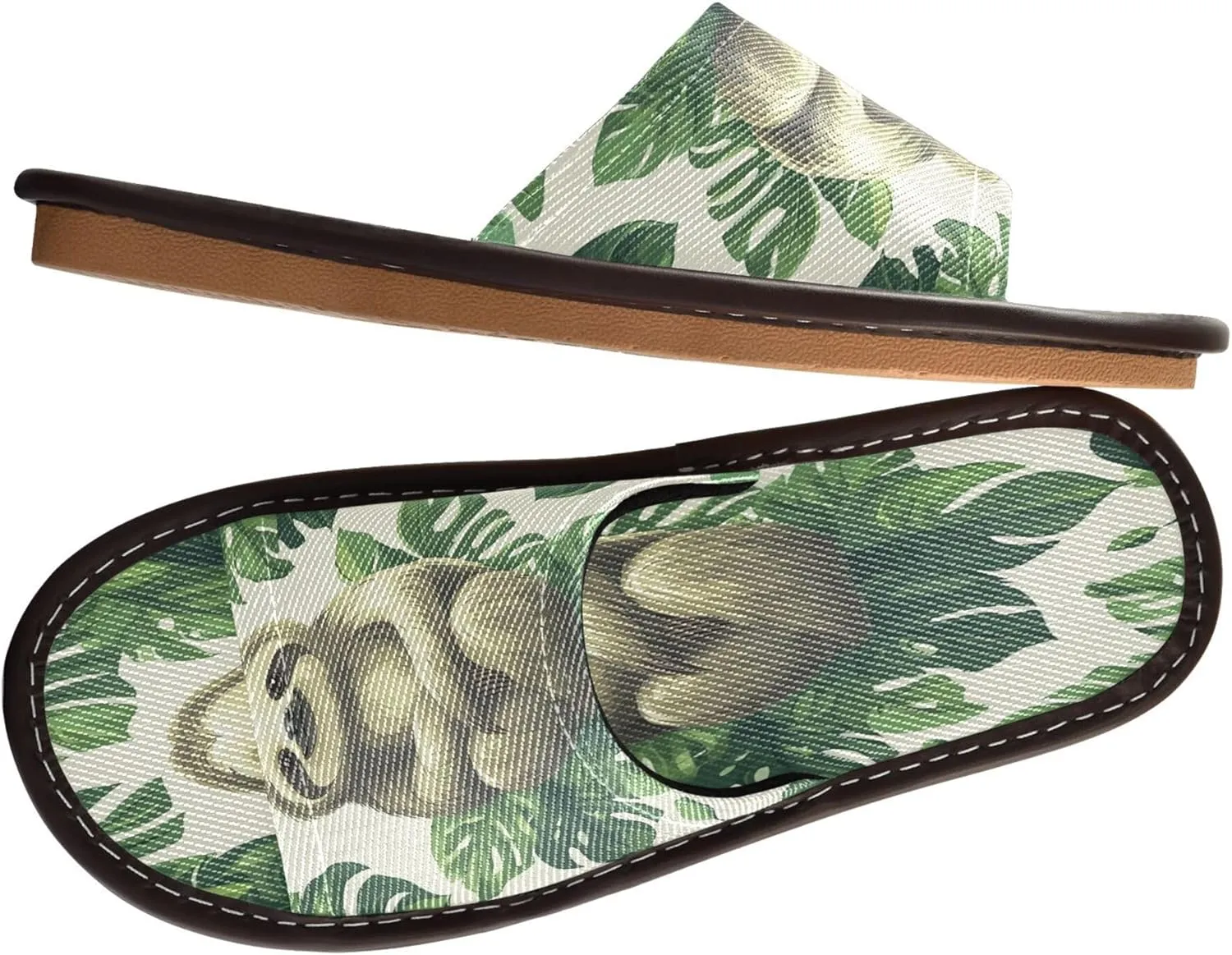 Summer Slipper_sloth Lazy Monstera Leaves Indoor House Men Women Quick Drying Slippers