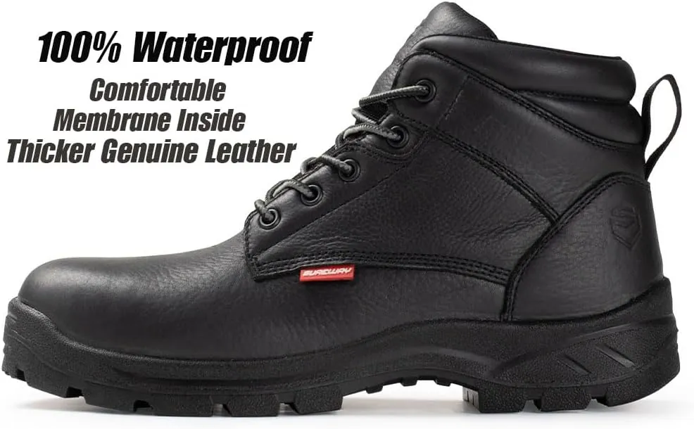 SUREWAY Men's Waterproof Steel/Soft Hiking Work Boots, Lightweight Ultility Lace Up Round Toe Shoes,Water Proof Tactical Military Outdoor Ankle Mens Boot for Construction, Roofing, Hunting