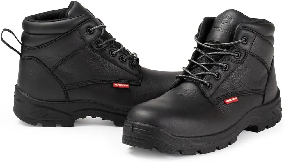 SUREWAY Men's Waterproof Steel/Soft Hiking Work Boots, Lightweight Ultility Lace Up Round Toe Shoes,Water Proof Tactical Military Outdoor Ankle Mens Boot for Construction, Roofing, Hunting