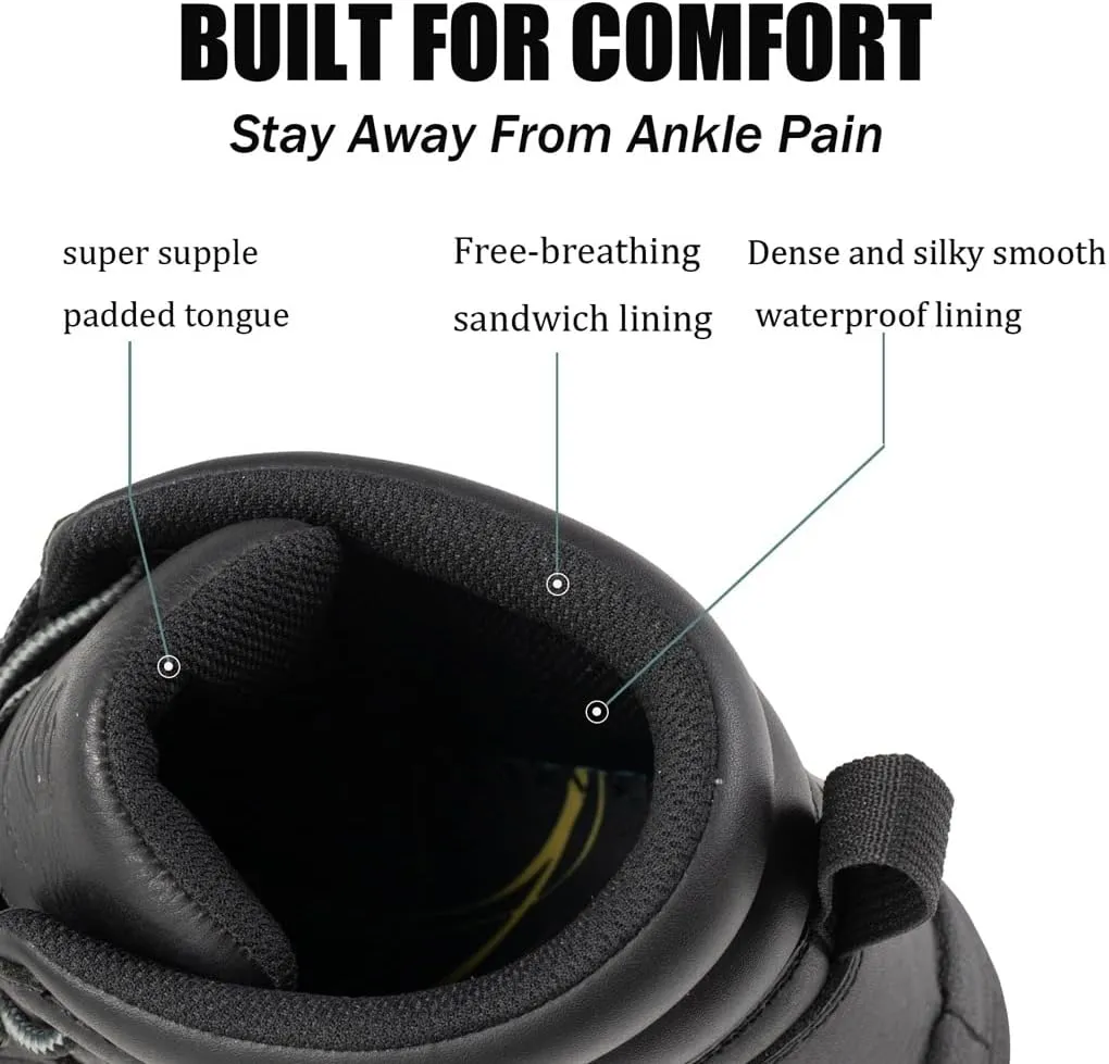 SUREWAY Men's Waterproof Steel/Soft Hiking Work Boots, Lightweight Ultility Lace Up Round Toe Shoes,Water Proof Tactical Military Outdoor Ankle Mens Boot for Construction, Roofing, Hunting