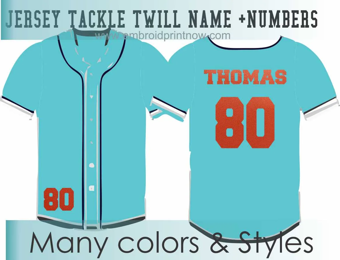 Tackle Twill Pro Name   Numbers Kit for Jerseys
