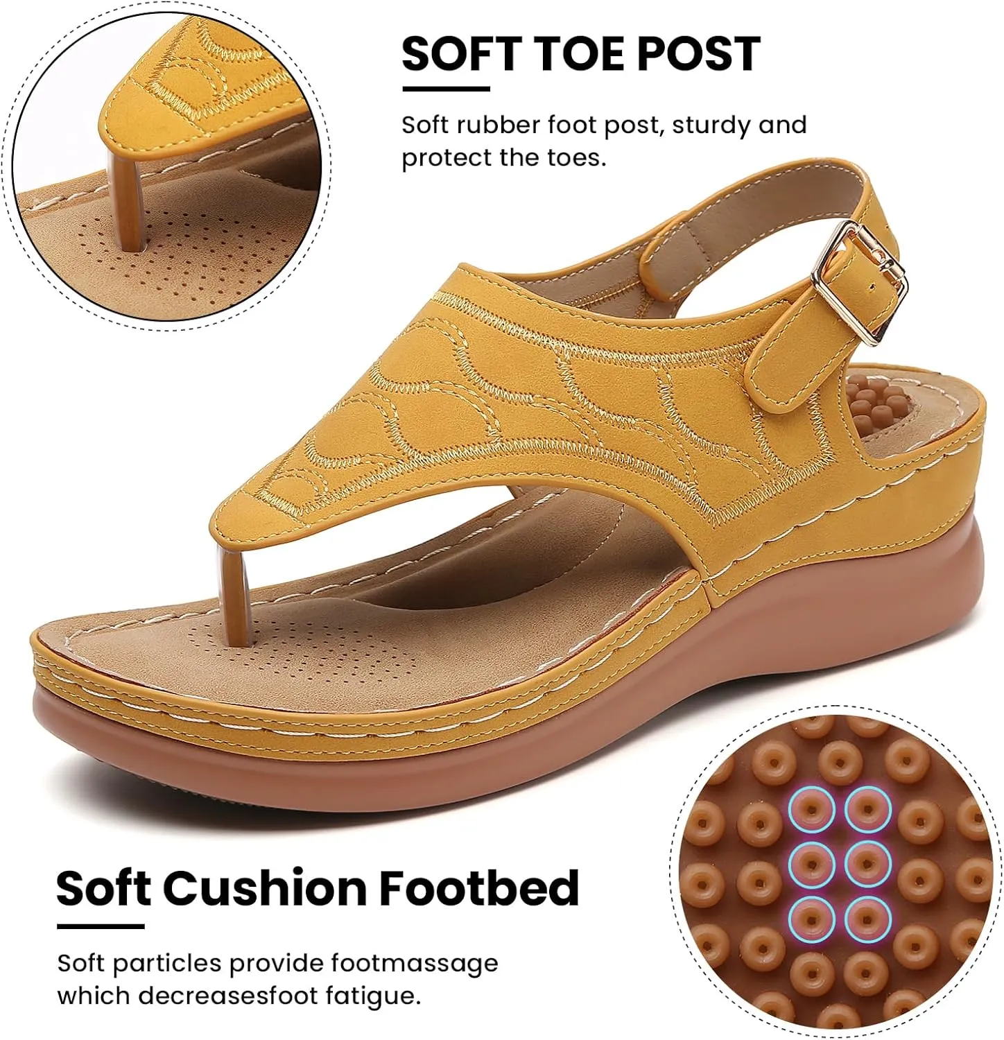 Tilocow Sandals for Women High Arch Support Flip Flops Wedge Sandals Comfortable Beach Shoes Dressy Summer Casual Sandals