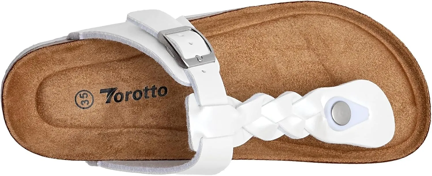 Torotto Boys Girls Cork Footbed Sandals Kids Flip Flops with Adjustable Braided Straps (Toddler/Little Kid/Big Kid)
