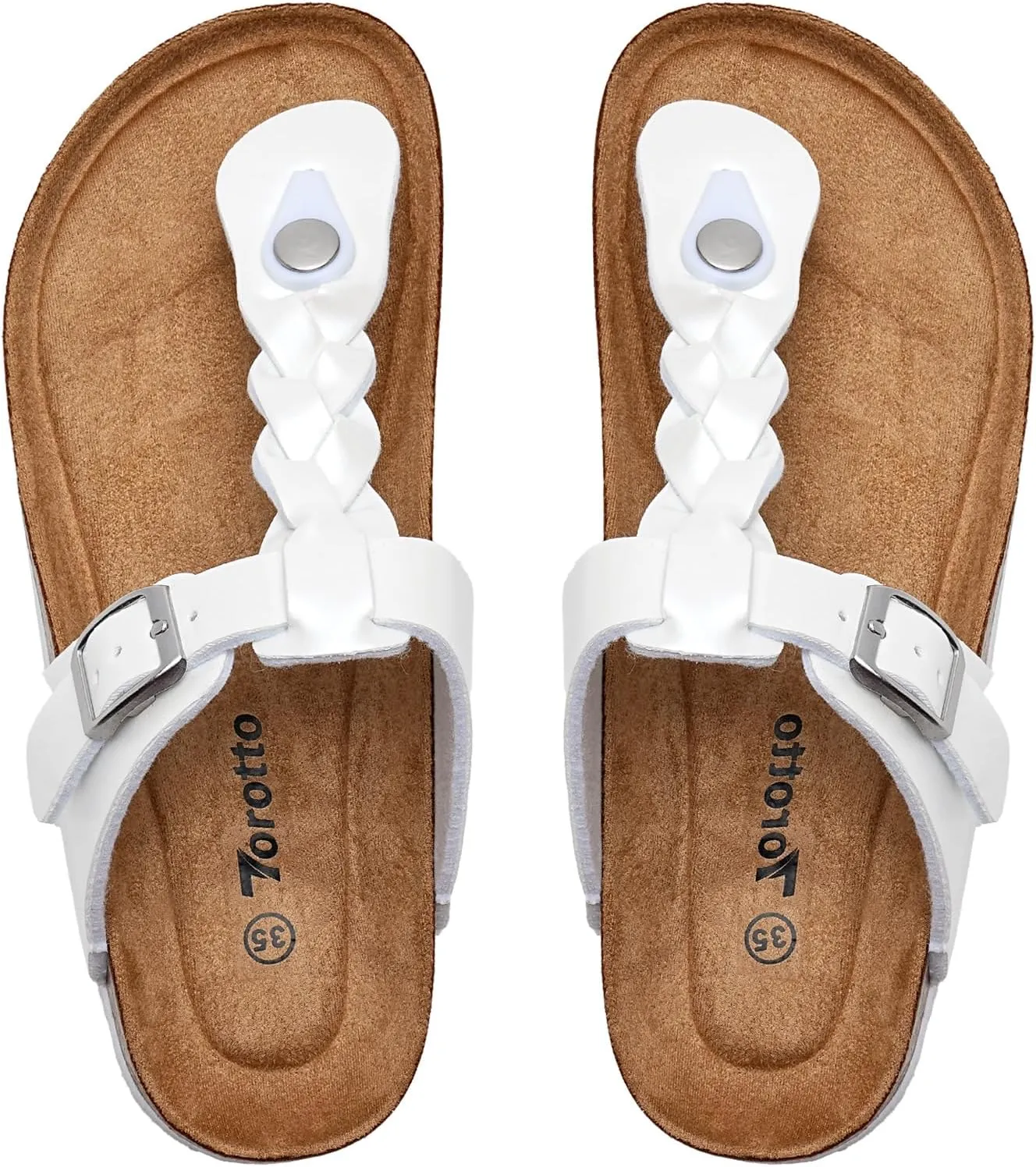 Torotto Boys Girls Cork Footbed Sandals Kids Flip Flops with Adjustable Braided Straps (Toddler/Little Kid/Big Kid)