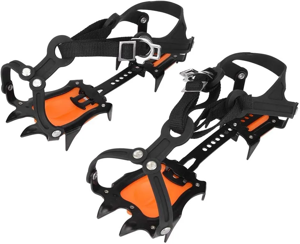 Traction Ice Cleats, Anti-Slip 10 Toothed Snow Crampons Ice Footwear for Mountaineering, Ice Climbing, Camping, Hiking Crampons for Hiking Boots