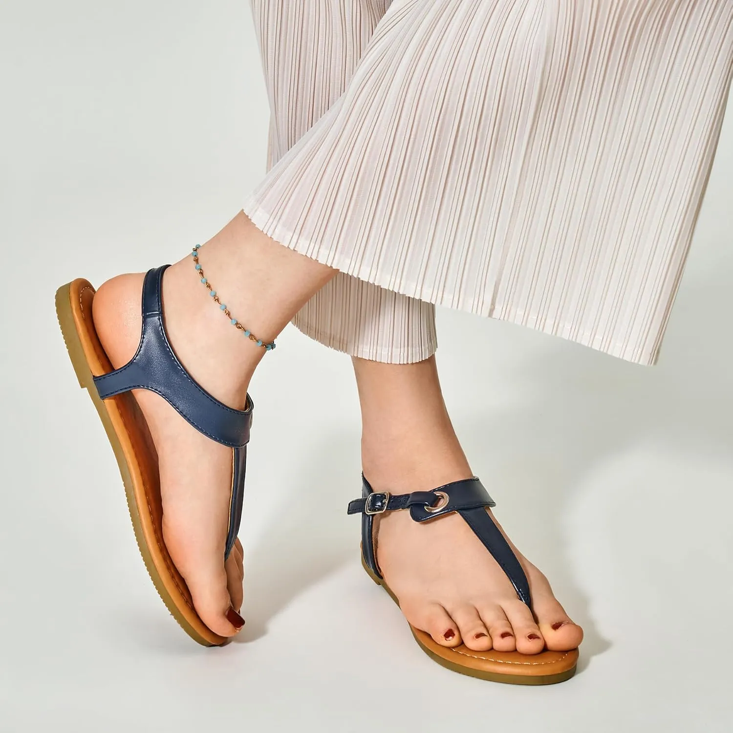 Trary Sandals Womens, Thong Sandals for Women with T-Strap, Adjustable Ankle Buckle for Women Sandals, Flat Sandals for Women Dressy, Cute Sandals for Women, Summer Sandals for Women 2023