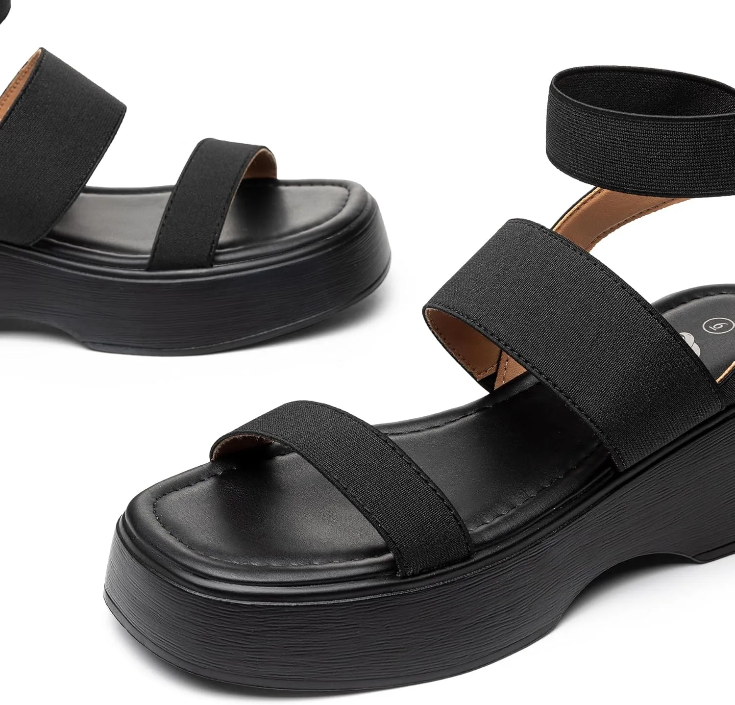 Trary Wedge Sandals for Women, Sandals for Women Dressy Summer, Cute Open Toe Platform Sandals, Lightweight Elastic Ankle Strap Sandals, Womens Heeled Sandals, Comfortable Beach Sandals, Summer Sandals for Women 2023
