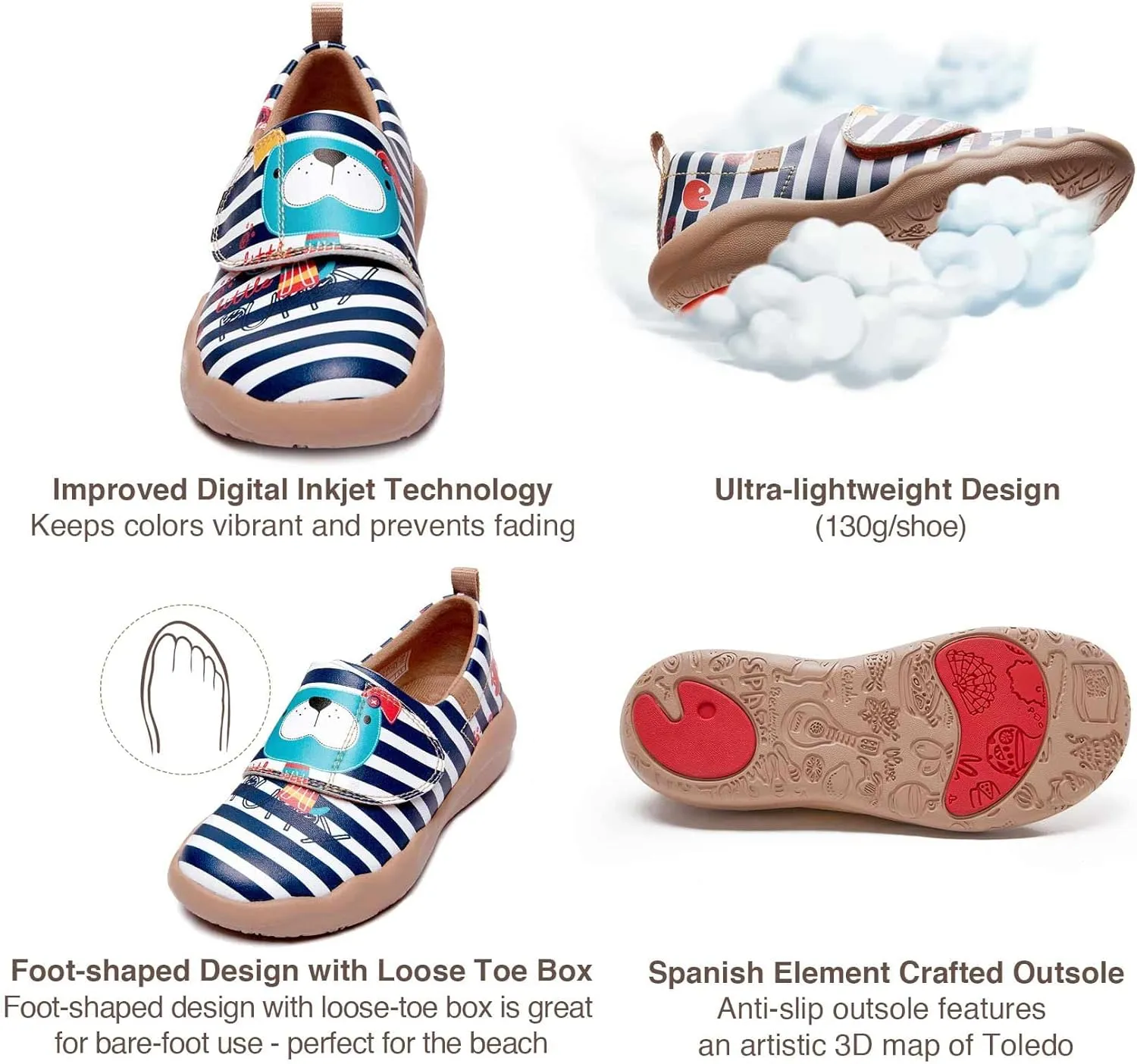 UIN Kid's Walking Shoes Slip On Casual Loafers Lightweight Comfort Boy Girl Fashion Sneaker Toledo II