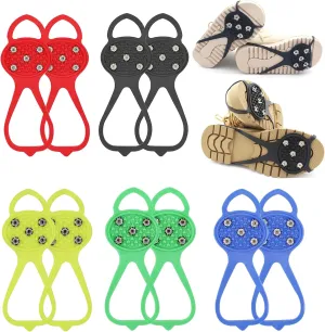 Universal Non-Slip Gripper Spikes, 2025 Upgraded Universal Gripper Spikes Non Slip Shoe Grips, Traction Cleats Ice Snow Grips Anti Slip Silicone for Hiking Walking Climbing Fishing（5 Pairs, Adult）