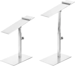 uxcell Shoe Display Stand 2 Pack Adjustable Height High Heel Shoe Risers Metal Shoe Rack Holder for Home Retail Store Supplies - Silver