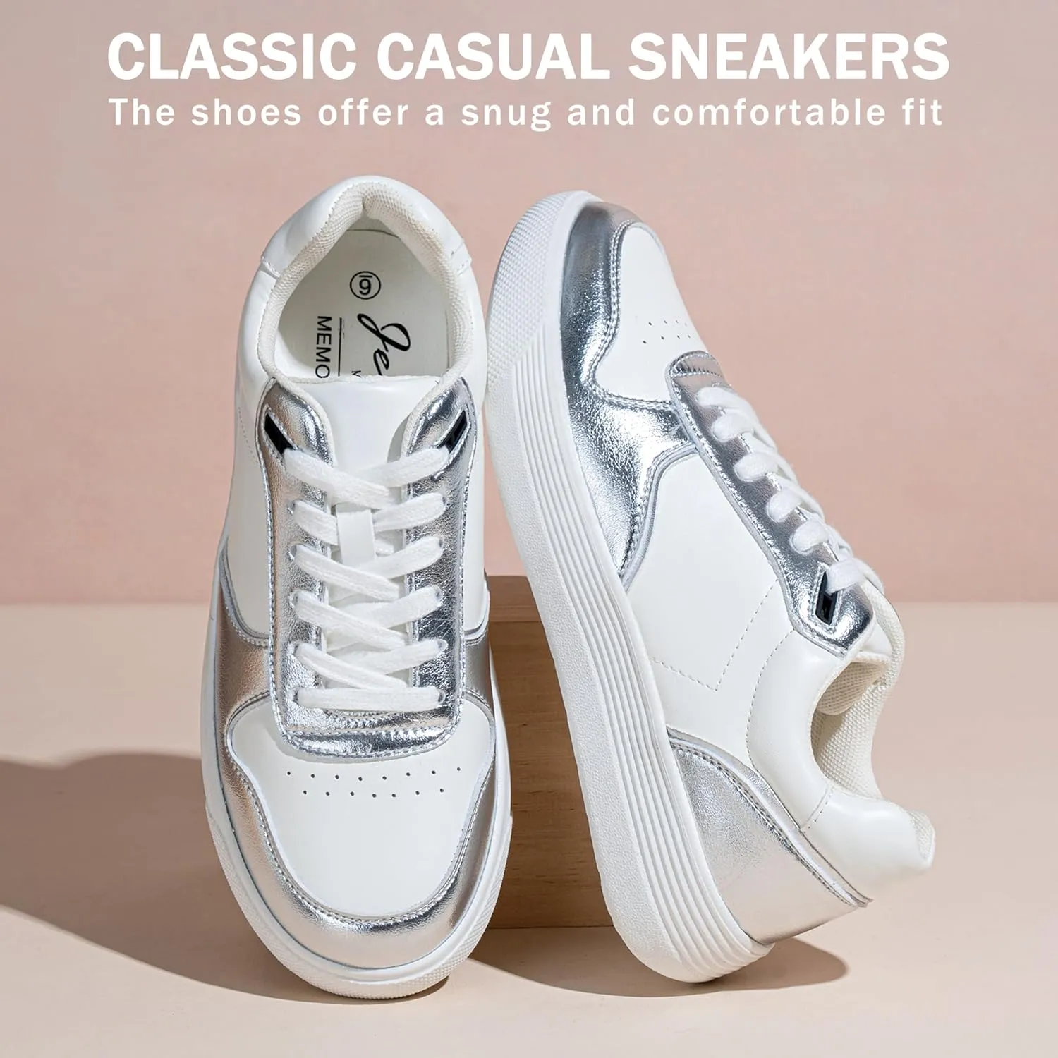 Vepose Women's Fashion Sneakers, Lace up Casual Sneakers with Arch Support, 8001 - Tennis Walking Dress Shoes for Lady