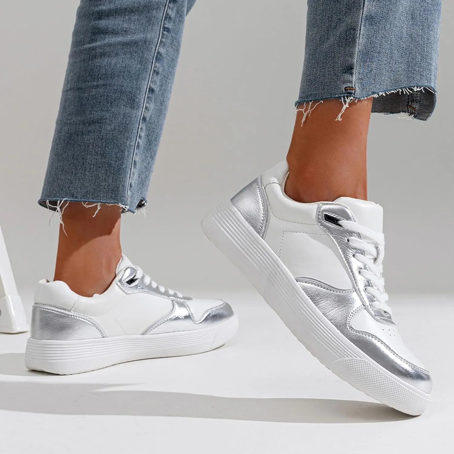 Vepose Women's Fashion Sneakers, Lace up Casual Sneakers with Arch Support, 8001 - Tennis Walking Dress Shoes for Lady