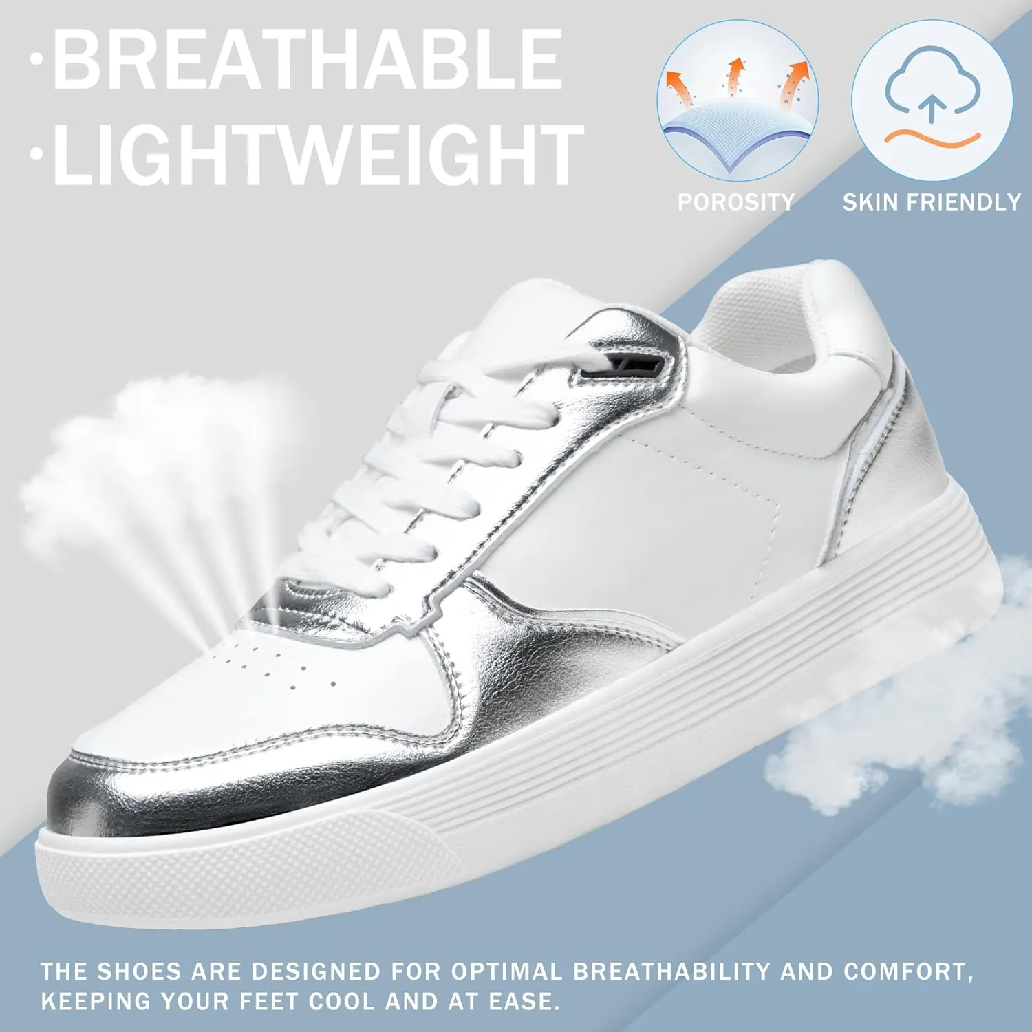 Vepose Women's Fashion Sneakers, Lace up Casual Sneakers with Arch Support, 8001 - Tennis Walking Dress Shoes for Lady