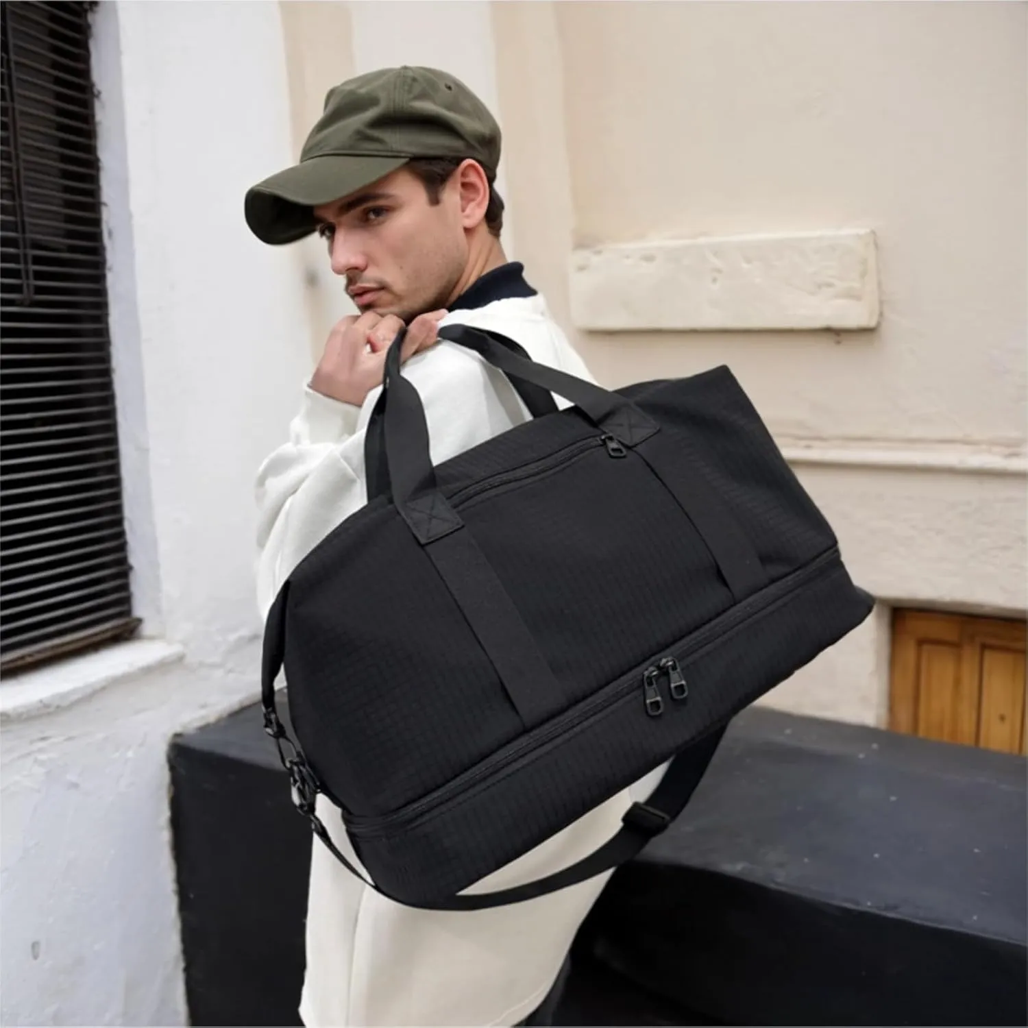 Versatile Sports Bag for Women Men - Multipurpose Gym and Travel Duffel with Wet Dry Compartment, Independent Shoe Storage, and Detachable Shoulder Strap (Black)