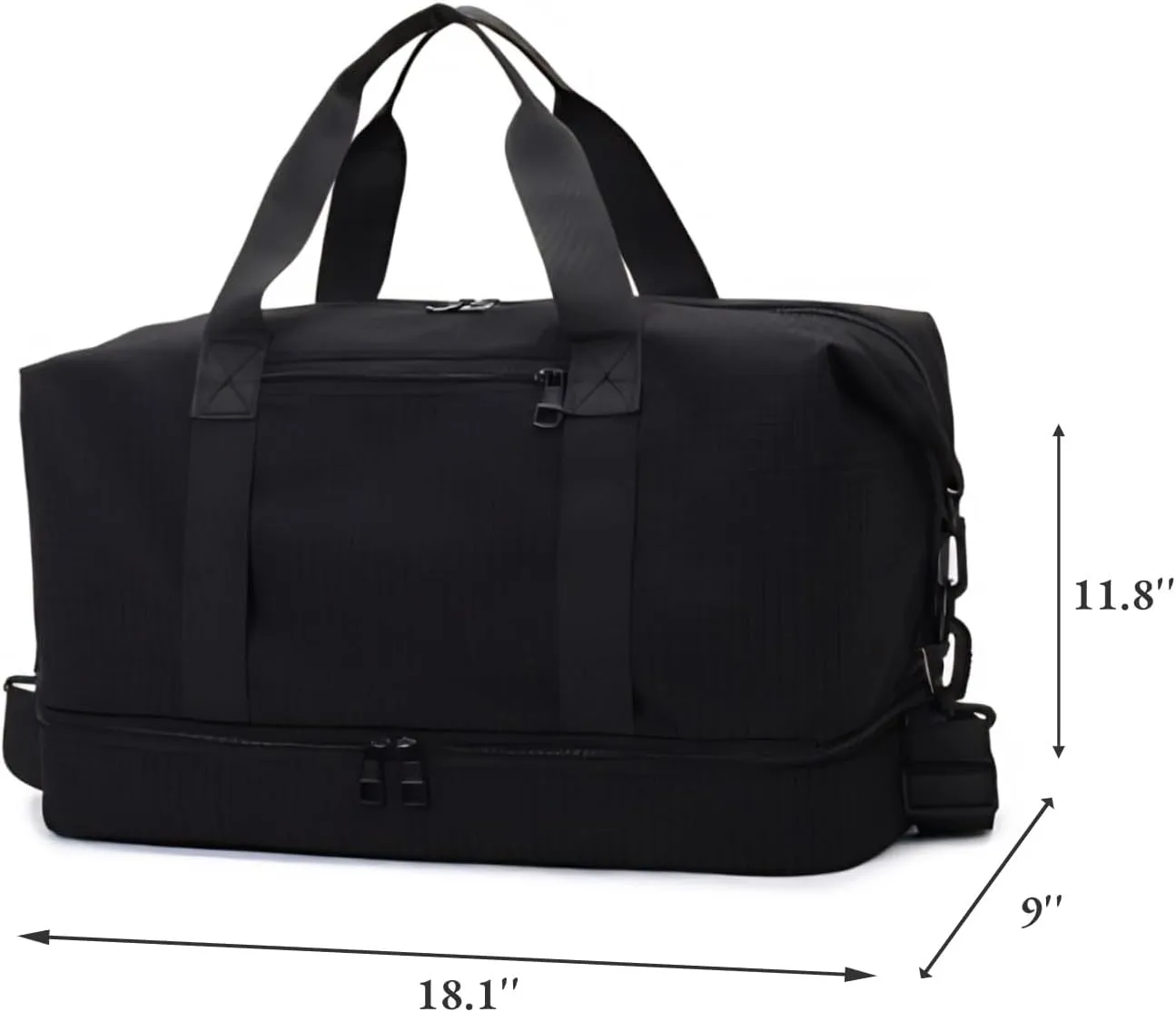 Versatile Sports Bag for Women Men - Multipurpose Gym and Travel Duffel with Wet Dry Compartment, Independent Shoe Storage, and Detachable Shoulder Strap (Black)