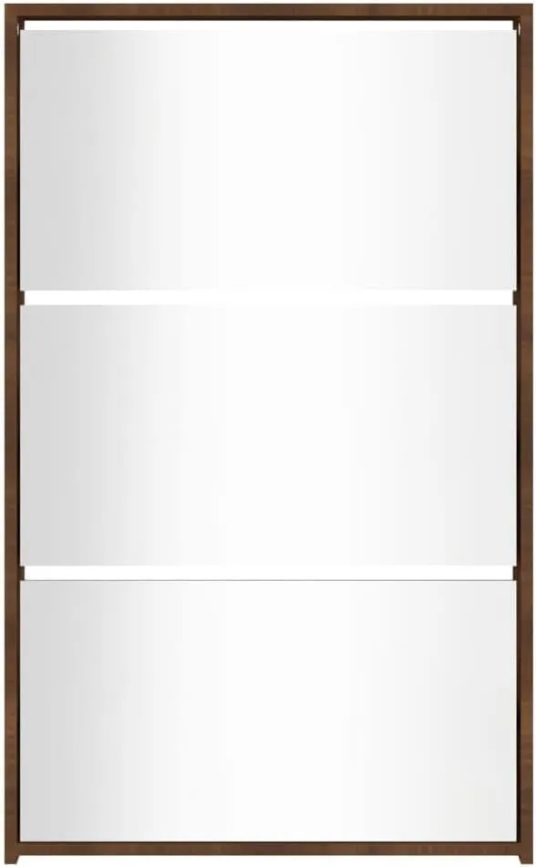 vidaXL Shoe Cabinet Brown Oak Engineered Wood, Glass 40.4 in Tall