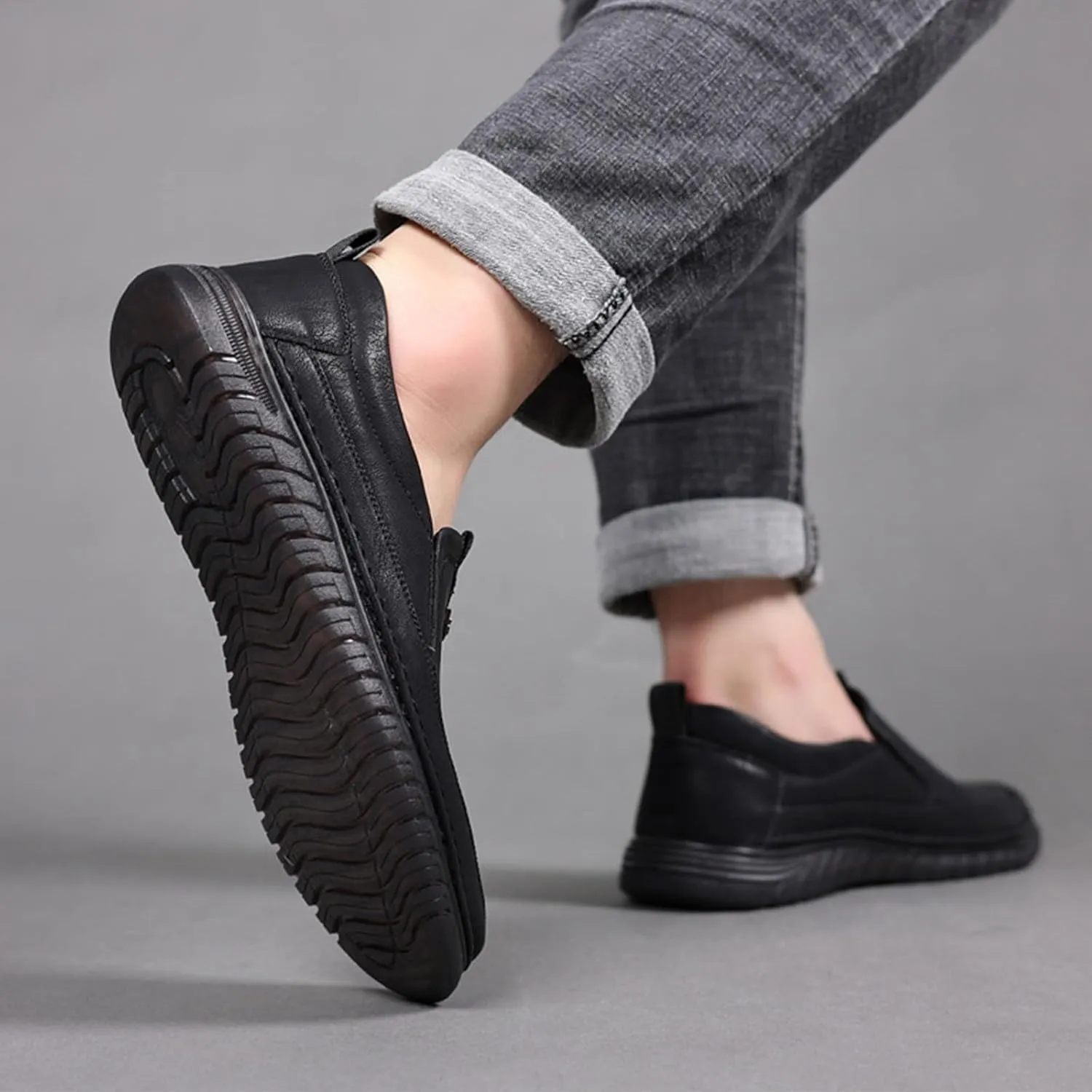 VIFOCUS Men's Loafers Slip-On Casual Leather Dress Shoes,Lightweight Comfort Non-Slip Ox Softsole for Business Driving Walking