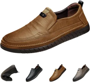 VIFOCUS Men's Loafers Slip-On Casual Leather Dress Shoes,Lightweight Comfort Non-Slip Ox Softsole for Business Driving Walking