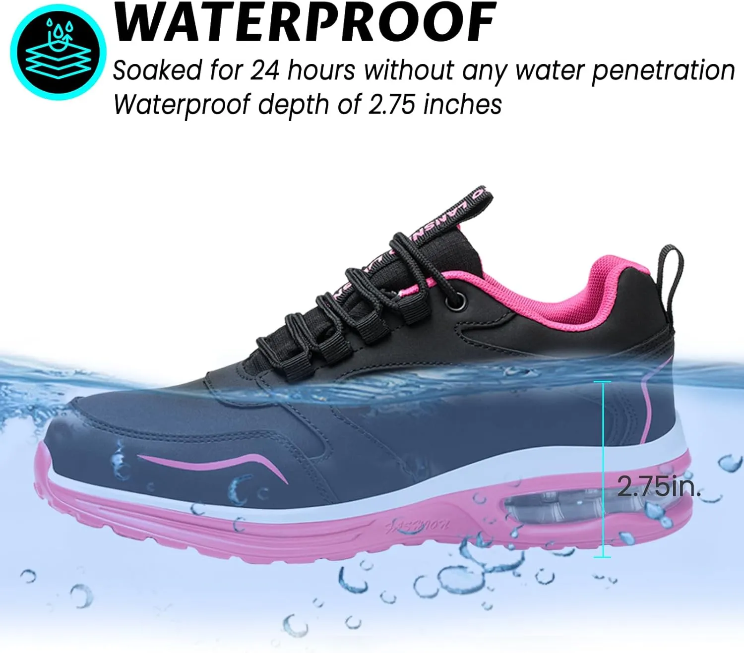 Waterproof Steel Toe Shoes for Women Non Slip Puncture Proof Safety Work Sneakers Comfortable Lightweight Fashion Footwear for Industrial Construction and Food Service
