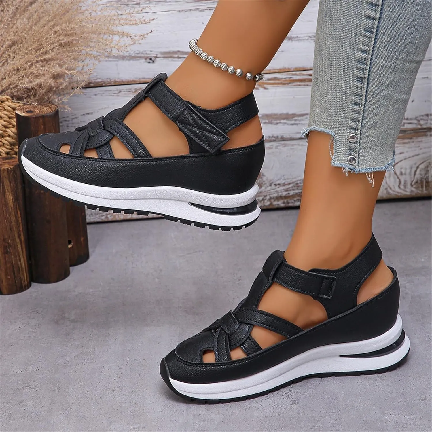Wedge Sandals for Women Ankle Strap High Heel Platform Open Toe Walking Shoes Cross Band Comfort Wear Dressy Summer Wedges Espadrille Elastic Crisscross Slip on Casual 2025 Fashion Sandal