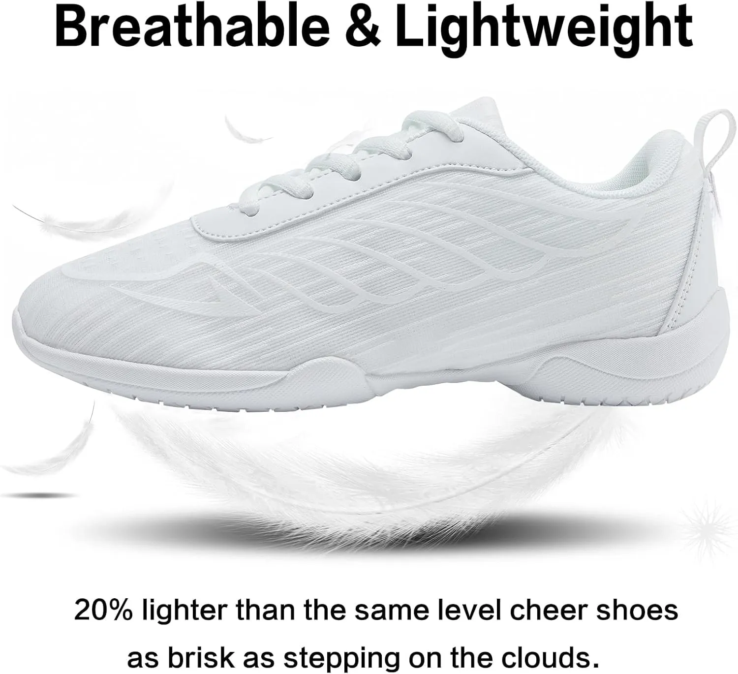 White Cheer Shoes for Girls Womens cheer shoes Youth girls Cheerleading shoes Competition Gear Dance Tennis Sports Training Athletic Comfortable Flats Breathable Soft kids cheer sneakers