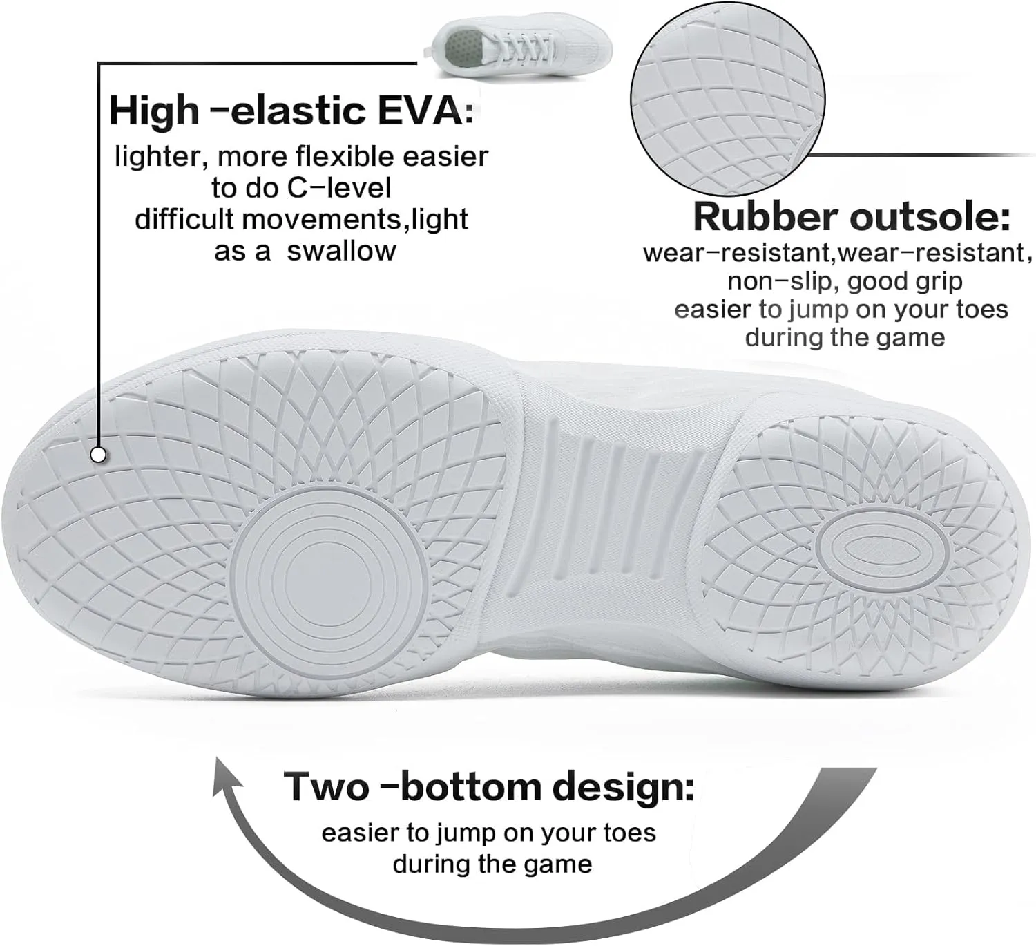 White Cheer Shoes for Girls Womens cheer shoes Youth girls Cheerleading shoes Competition Gear Dance Tennis Sports Training Athletic Comfortable Flats Breathable Soft kids cheer sneakers